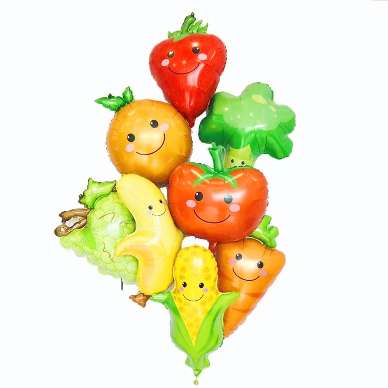 Zhiheng 8 Pack Assorted Fruit Vegetable Shaped Foil Balloons Jumbo Apple Banana Orange Strawberry Grape Globos Corn Carrots Broccoli Mylar Balloons for Birthday Party Favours - Image 5